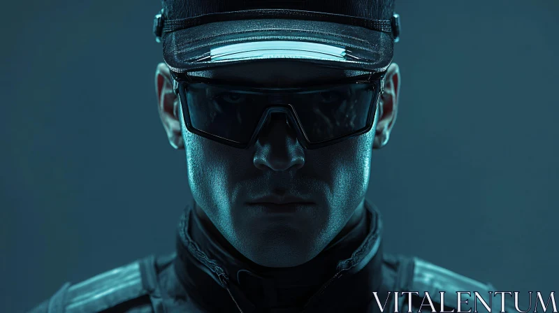 Intense Cyborg with Sunglasses AI Image