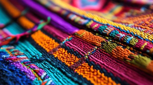 Colorful Woven Fabric Close-up