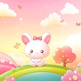 Pastel Sky Bunny Illustration