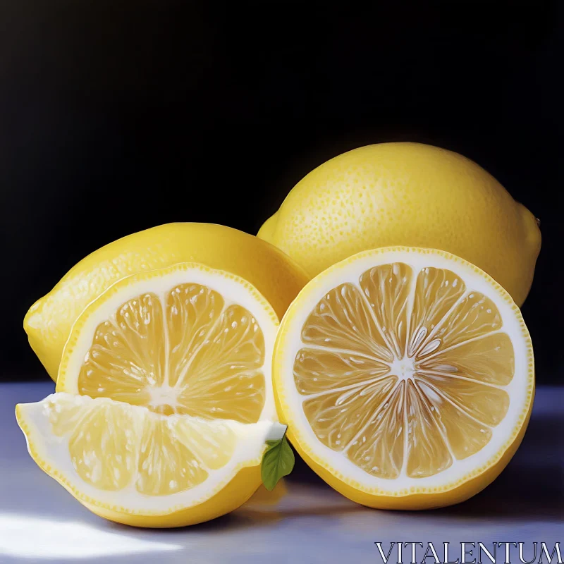 AI ART Sliced Lemon with Whole Lemons