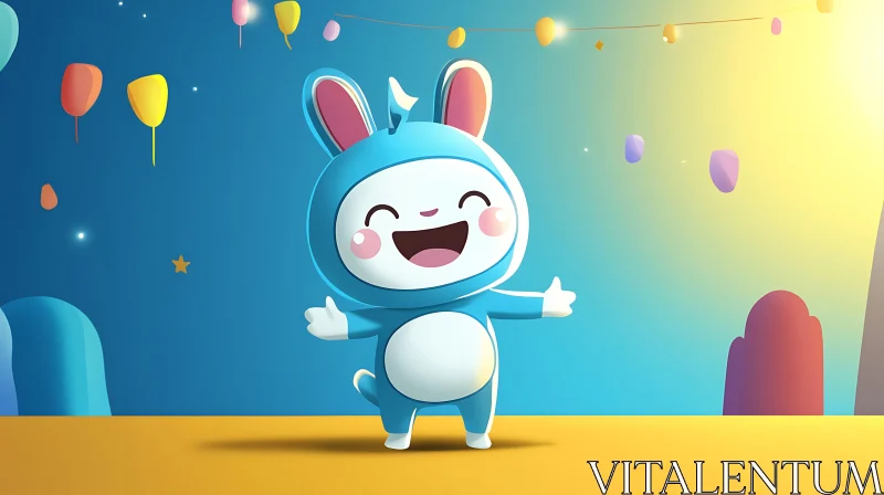 AI ART Smiling Cartoon Character with Festive Background