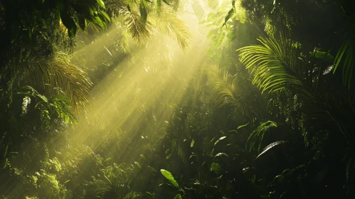 Sunlight Streaming Through Forest Vegetation