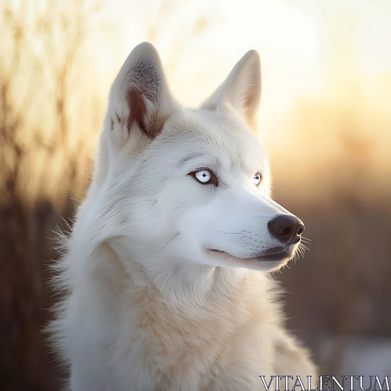 AI ART White Wolf Gaze: A Portrait of Serenity