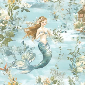 Floral Mermaid Fantasy Art