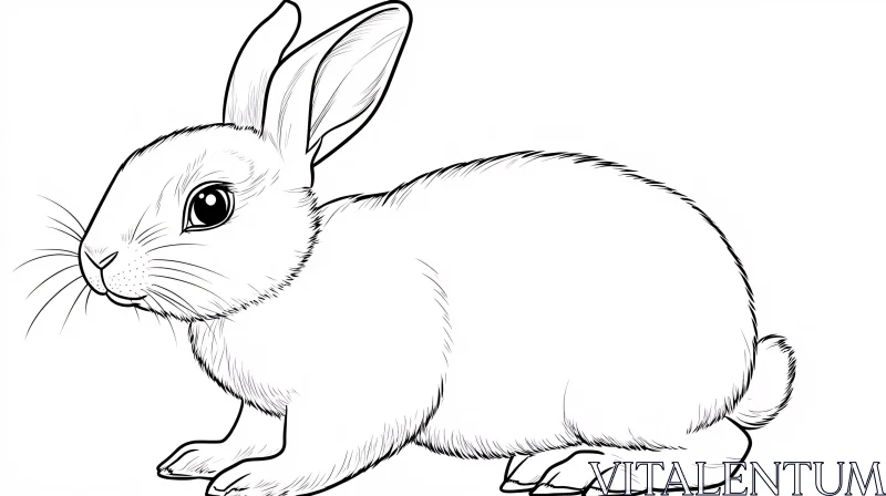 Monochrome Rabbit Sketch AI Image