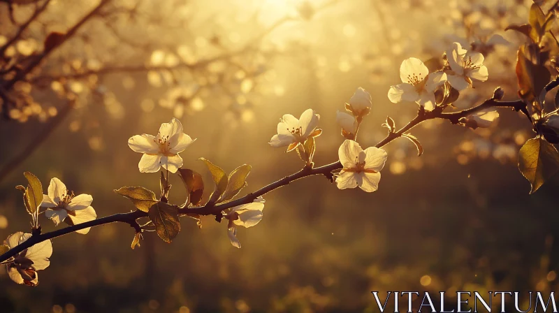 AI ART Spring Blossoms in Warm Sunlight