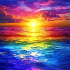 Vivid Sunset Over the Sea