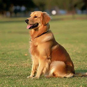 Golden Retriever in Sunlit Park