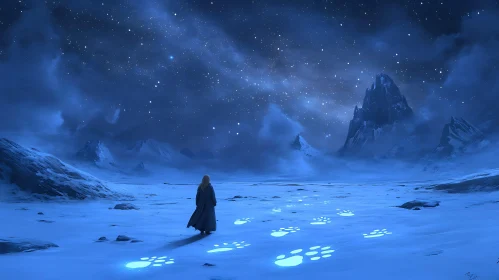 Starlit Journey Through Snowy Mountains