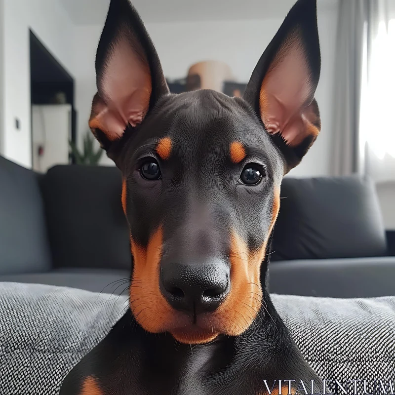 Cute Black and Tan Doberman Puppy AI Image