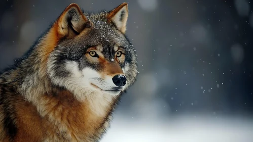 Snowy Wolf Close-Up