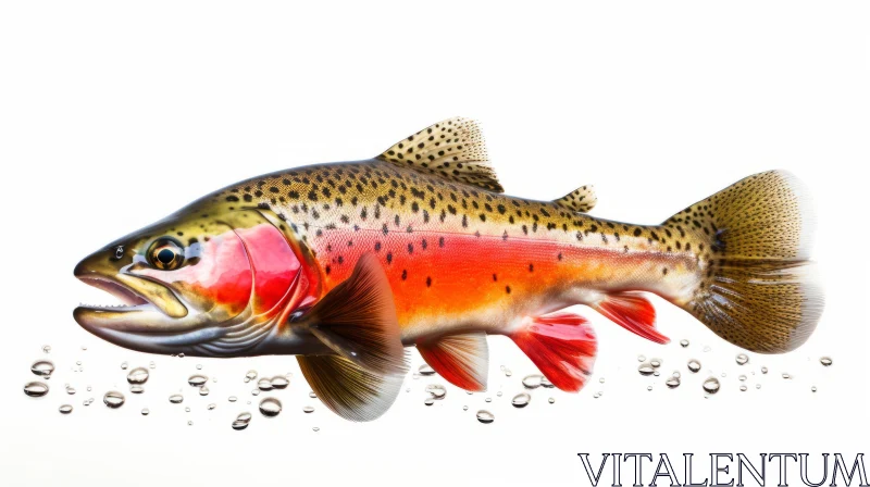 Leaping Trout in High-Key Lighting: A Study in Bold Lines and Color AI Image