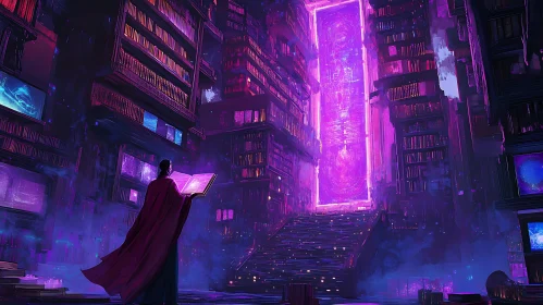 Enchanted Library and the Glowing Portal