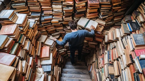 Book Lined Staircase