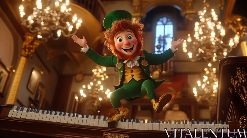 Leprechaun Piano Dance AI Image