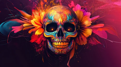 Ornamental Skull with Flower Decorations