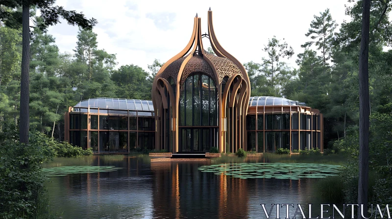 Architectural Marvel in Nature AI Image