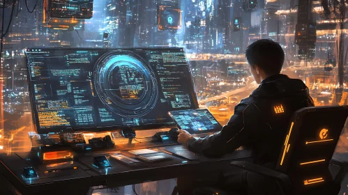 Cyberpunk Coder at Work