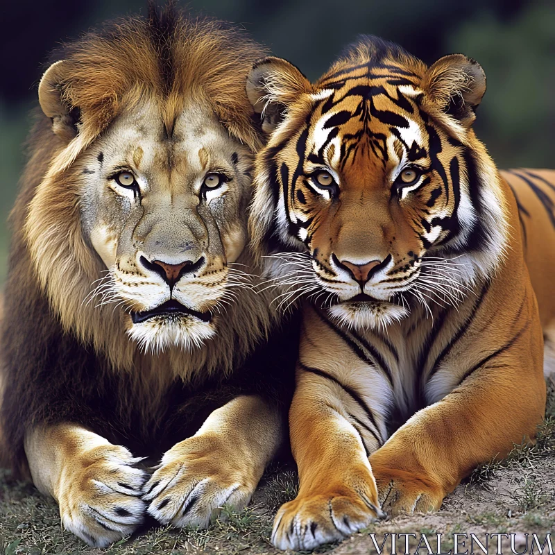 A Lion and Tiger Side-by-Side AI Image