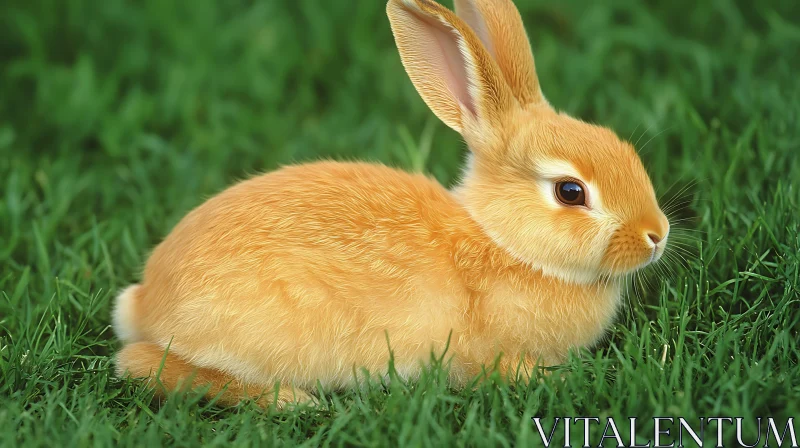 Bunny Portrait on Green Field AI Image