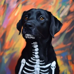 Artistic Painted Labrador with Skeleton Design