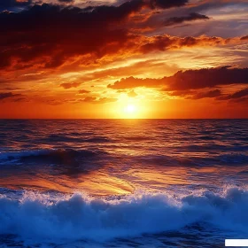 Fiery Sunset Over the Sea