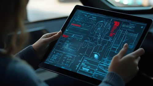 Tablet Displaying Technical Data