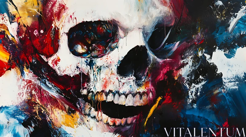 AI ART Abstract Skull Art with Color Drips