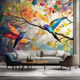 Colorful Birds Art in Interior Design