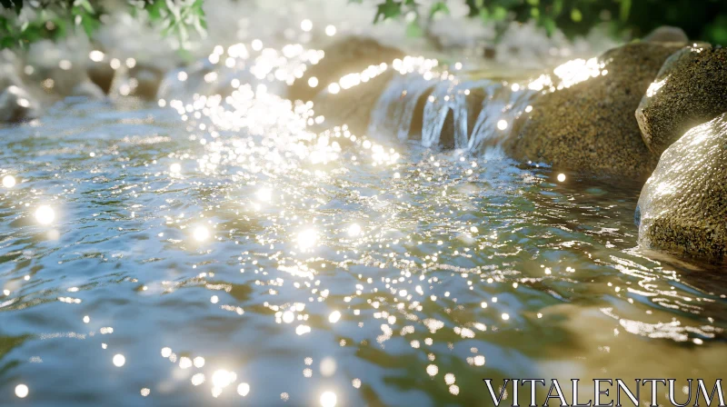 Sparkling Sunlit River AI Image