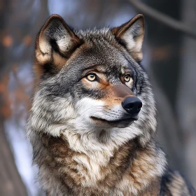 Detailed Wolf Face Close-Up