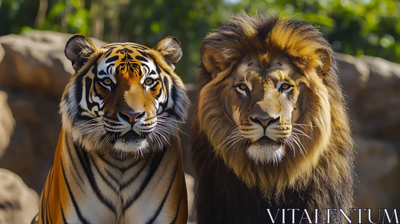 Majestic Lion and Tiger Duo AI Image