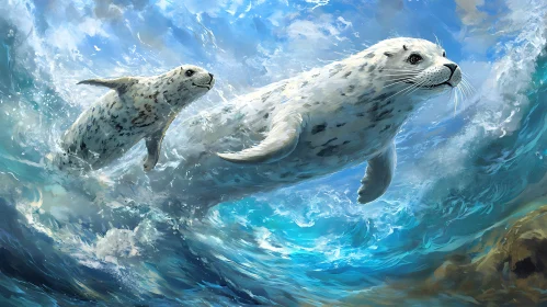 Playful Seals in the Sea