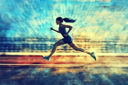 Energetic Depiction of a Female Runner in Motion