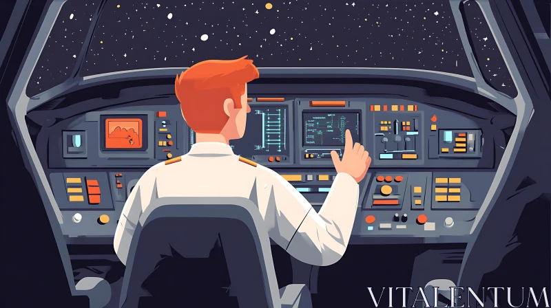 AI ART Astronaut in Spacecraft Cockpit View