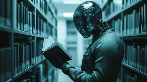 Android Reading Book in Teal Library