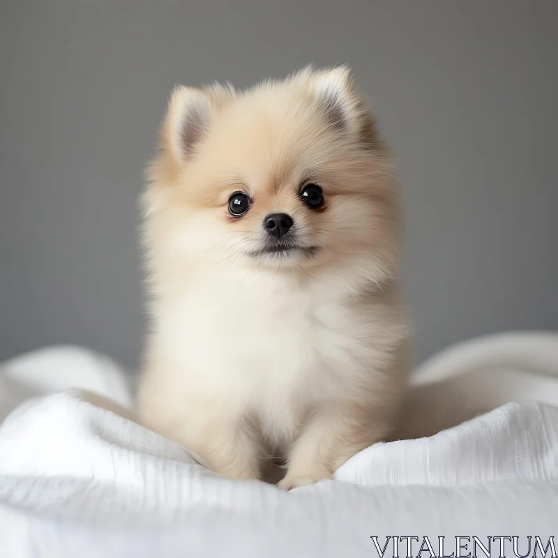 Cute Fluffy Pomeranian Puppy AI Image