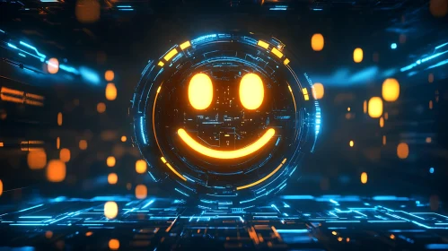 Futuristic Glowing Smiley Face Tech