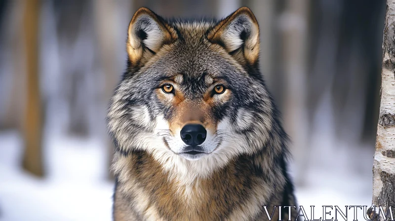 Close-Up of a Wolf Face AI Image