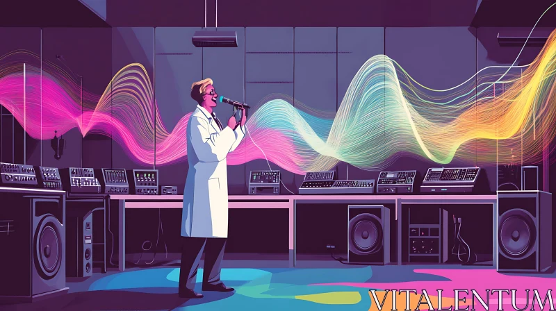 Scientist Singing with Sound Waves AI Image