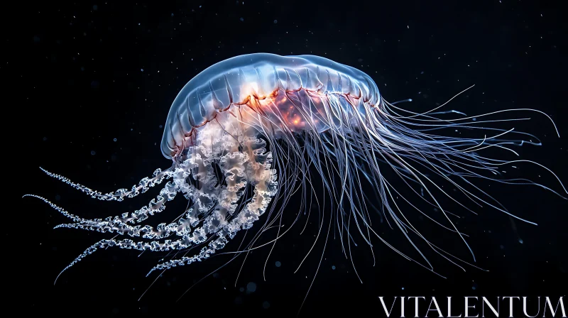 AI ART Translucent Jellyfish in Dark Ocean