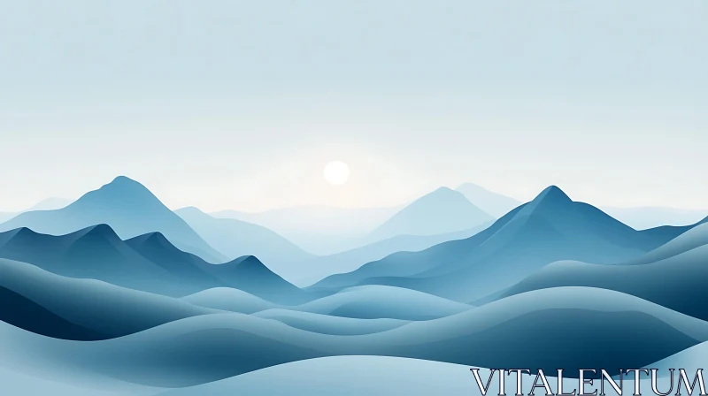 Minimalist Mountain Landscape AI Image