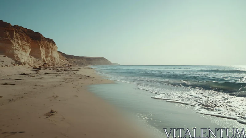 Coastal Serenity: Waves and Cliffs AI Image