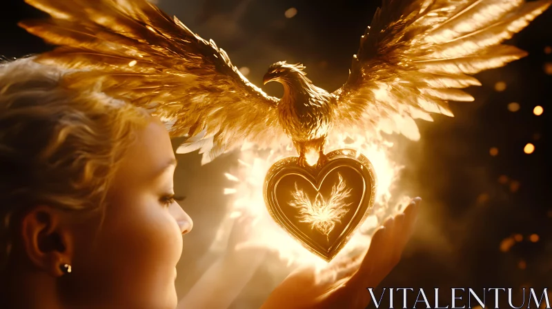 Radiant Bird and Heart Artwork AI Image