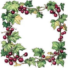 Red Berries and Green Leaves Border