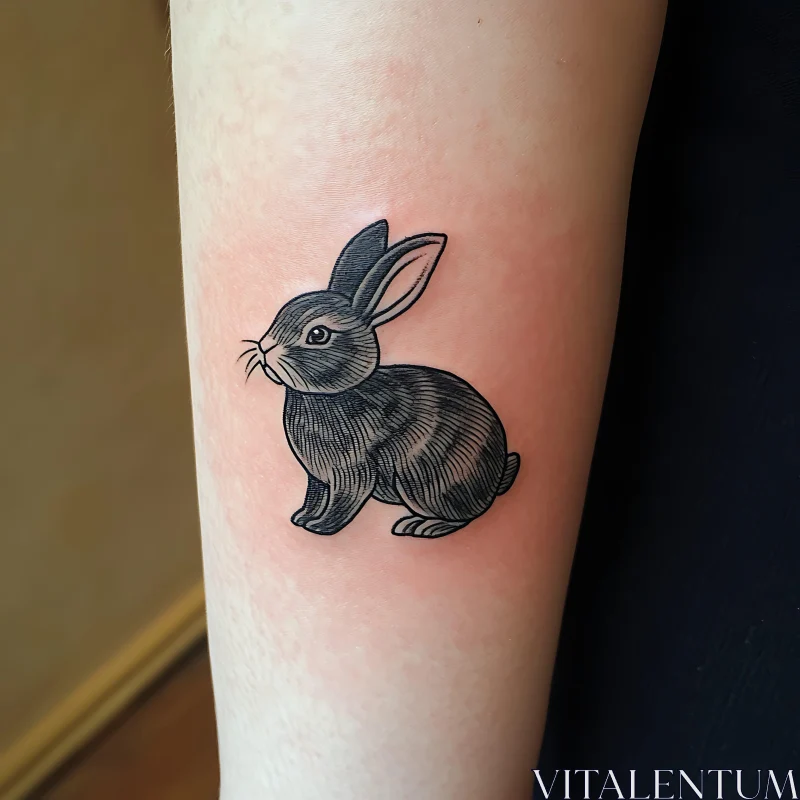 Monochrome Bunny Tattoo Design Idea AI Image