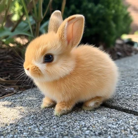 Adorable Golden Rabbit on Stone