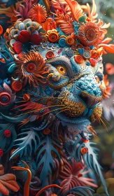 Ornate Floral Cat: A Whimsical Portrait