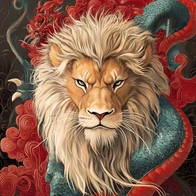 Lion Dragon Fantasy Illustration