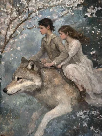 Fantasy Journey with Wolf and Children